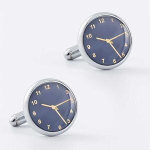 minimalist round clock cufflinks
